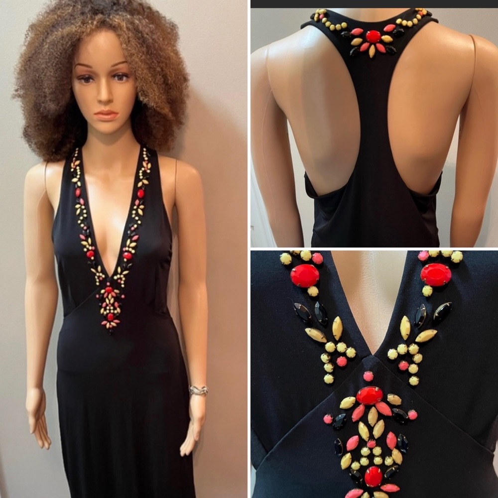 Victoria’s Secret Black Halter Dress with Gorgeous Beaded Neck Detail. SizeM